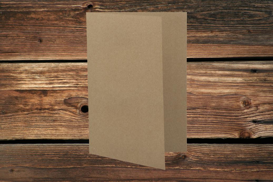 Klappkarten 105/210x210 mm hochdoppelt Recycling Kraft Naturbraun 290 g/qm